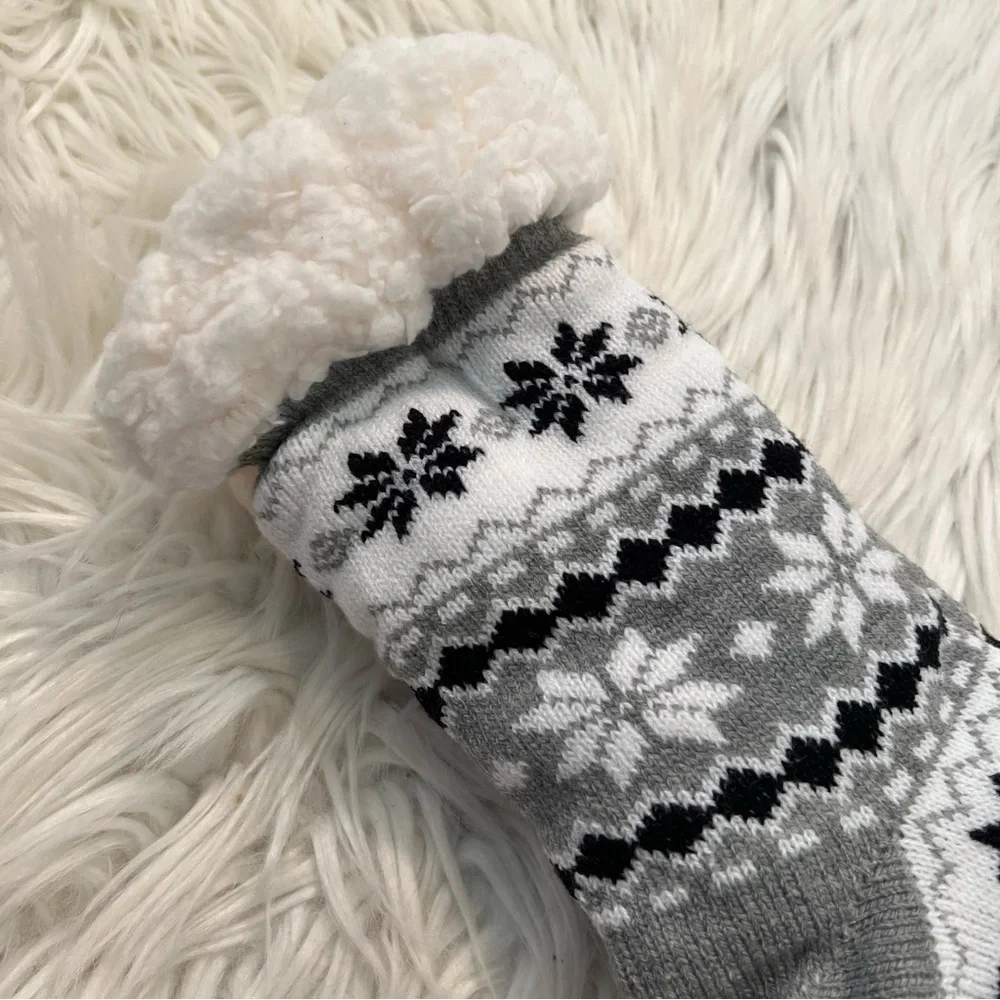 Redstar Slipper Socks Gray Fair Isle